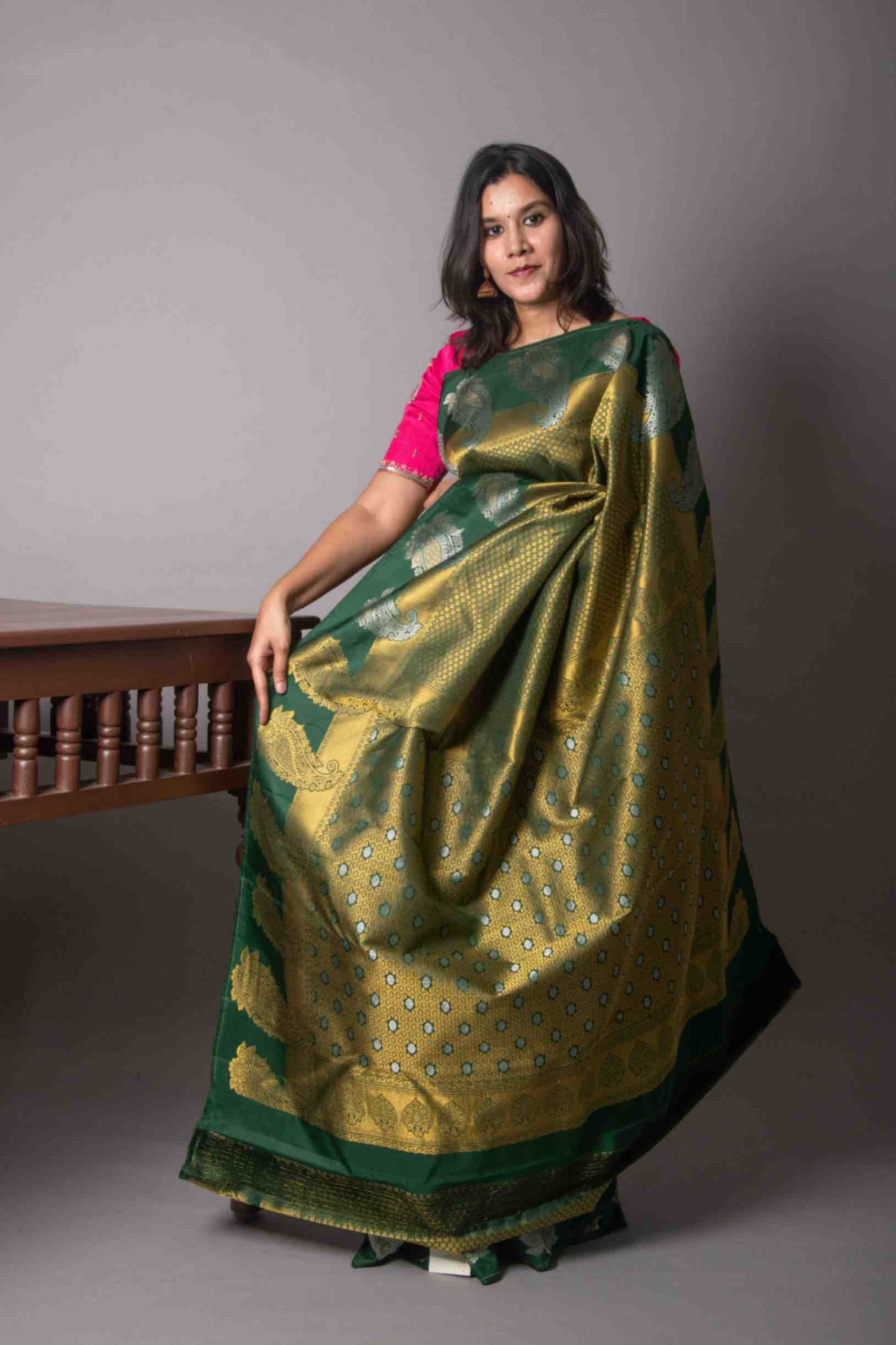 Green Silk Saree, Traditional Weave