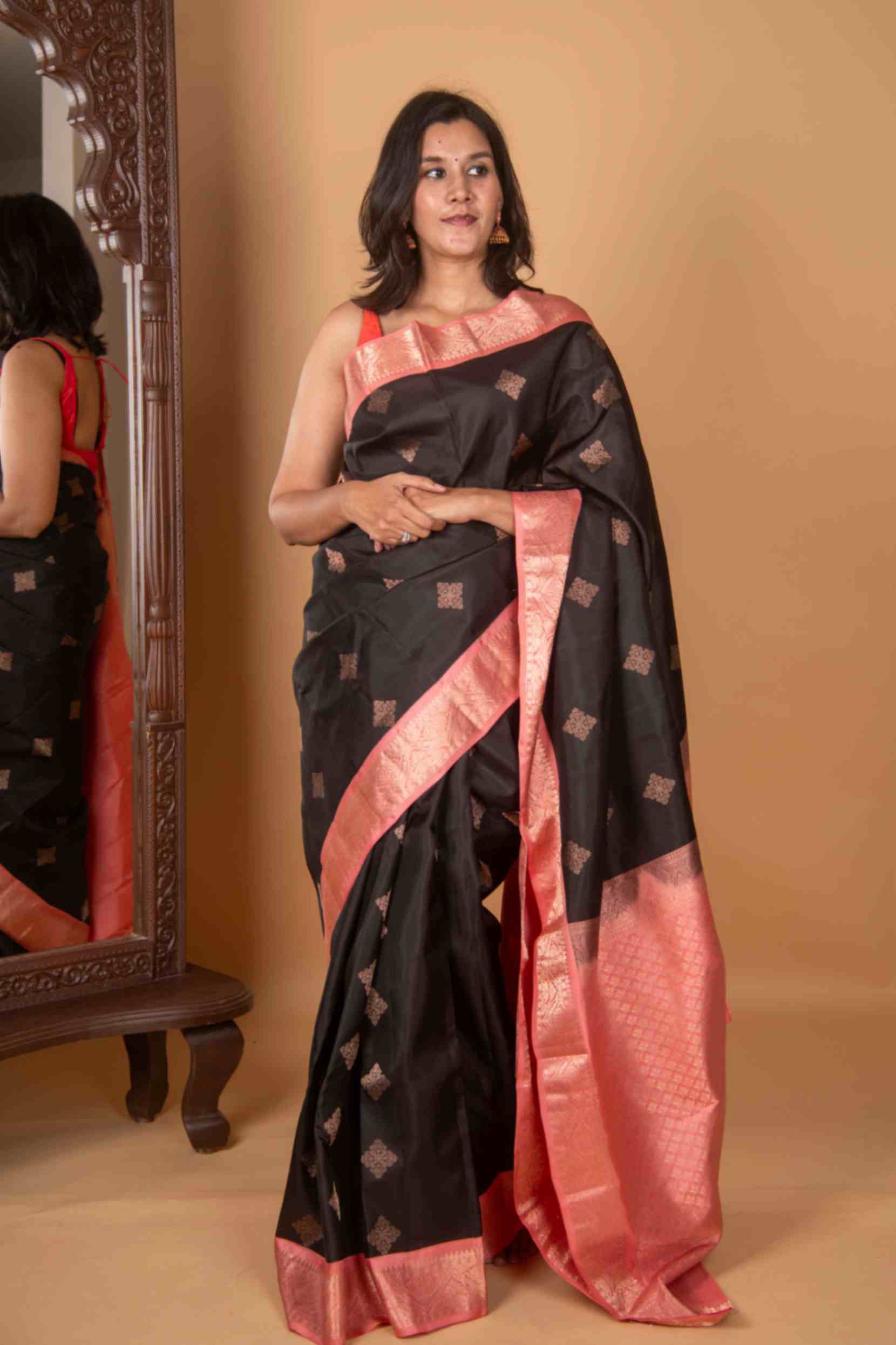 Black Kanjivaram with Woven Buttas