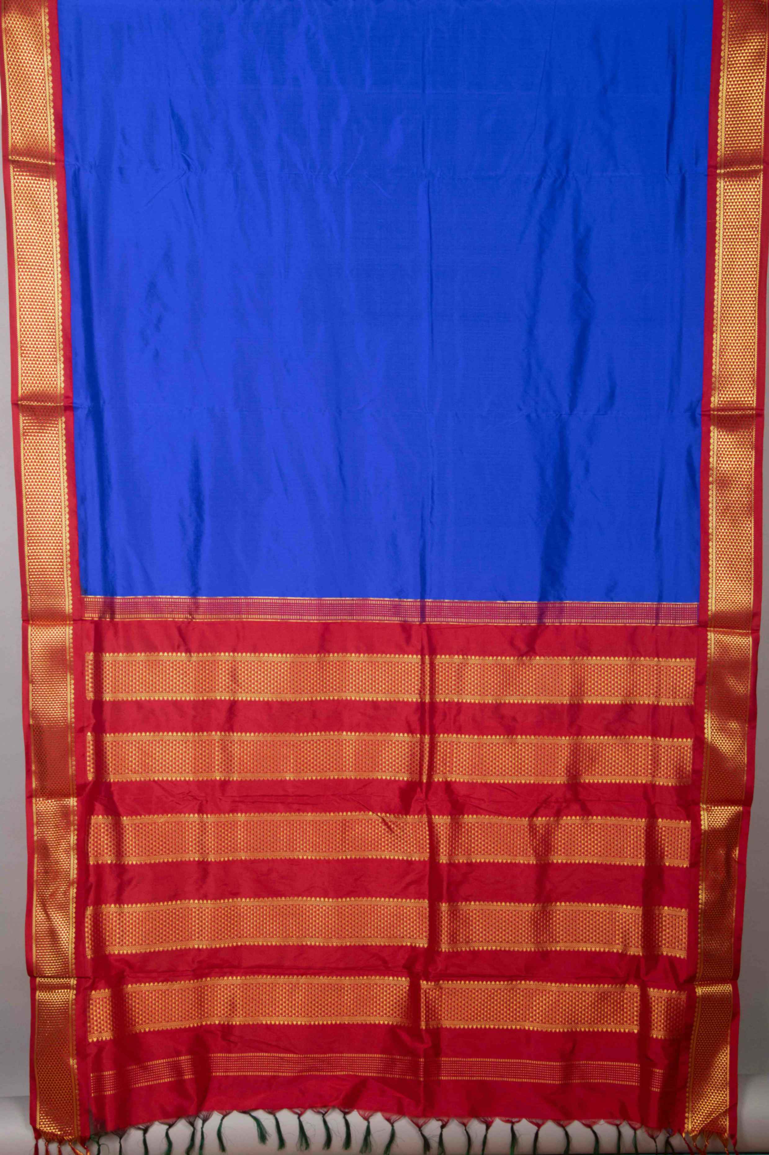 Blue Silk Saree, Korvai Border
