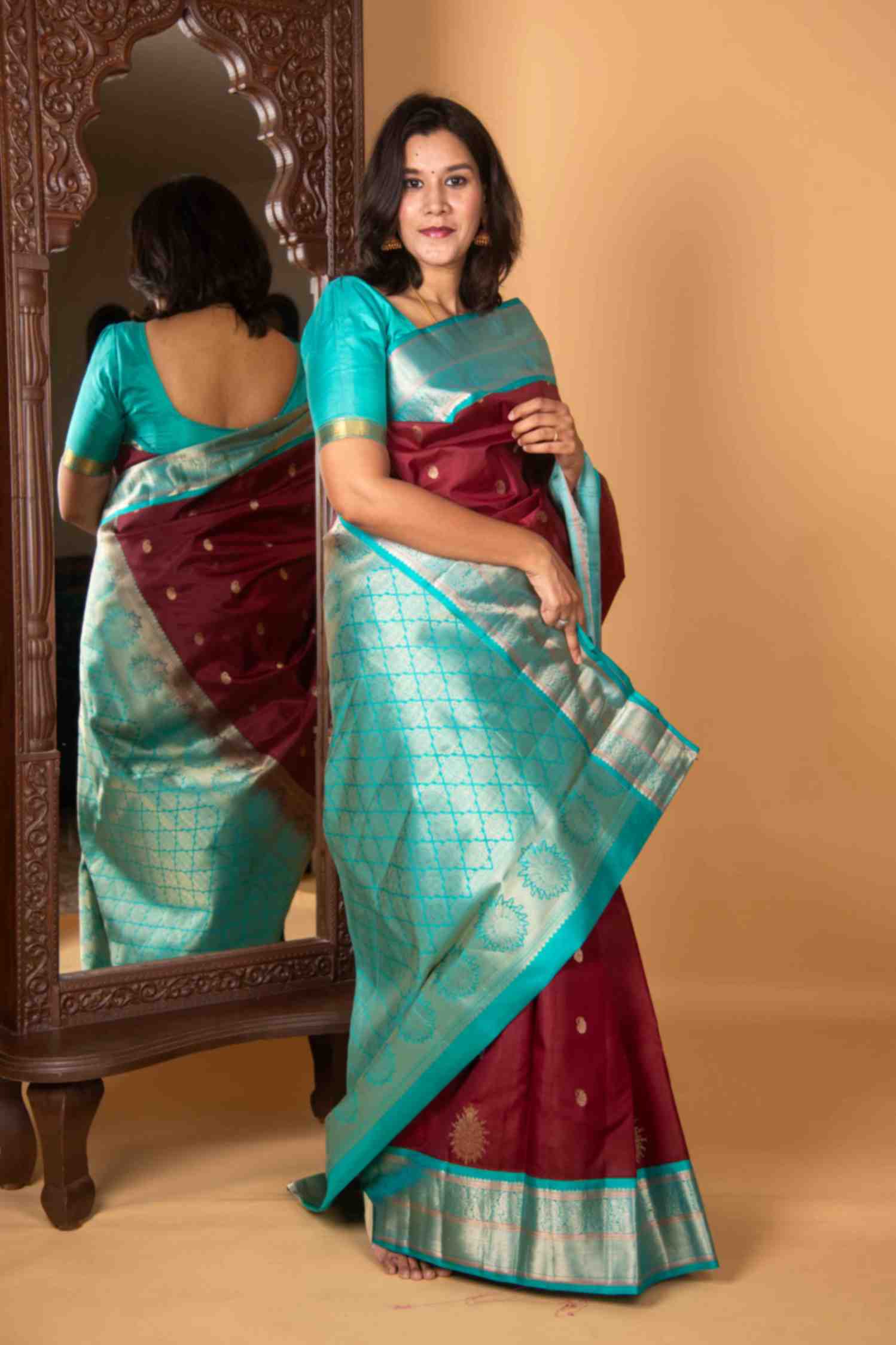 Red Kanjivaram with Korvai Border