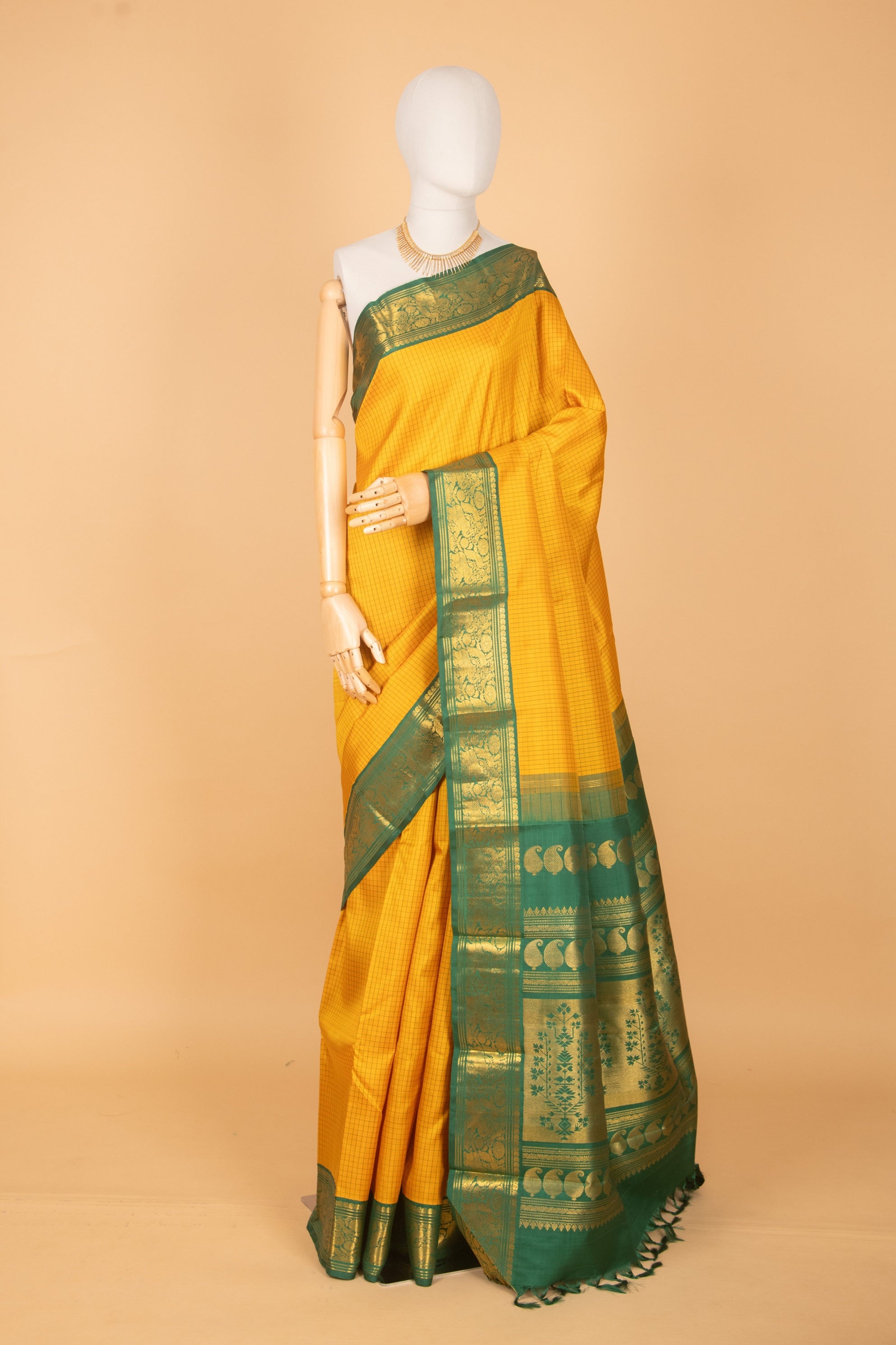 Yellow Silk Saree, Korvai Border