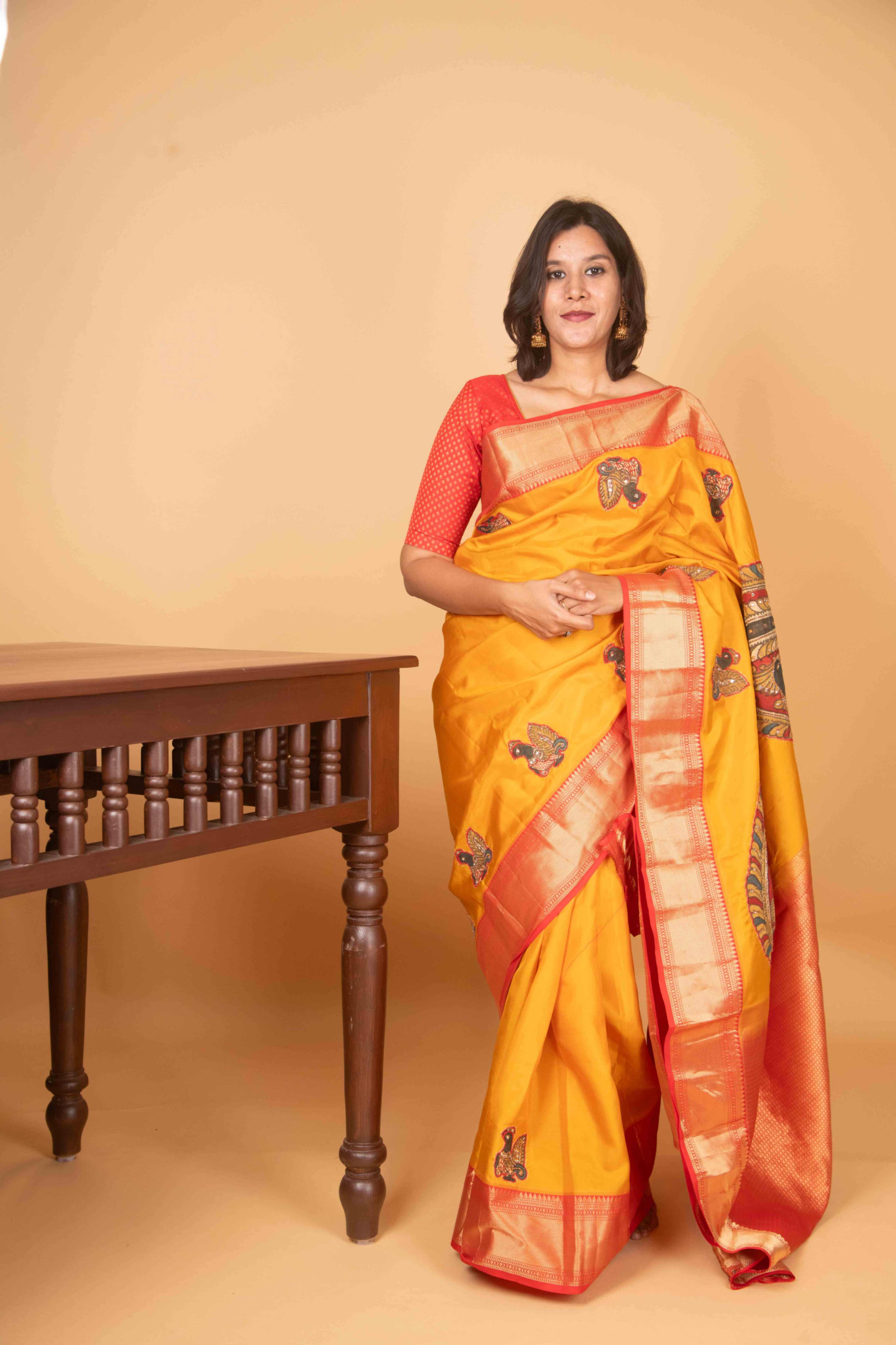 Yellow Kanjivaram with Temple Border