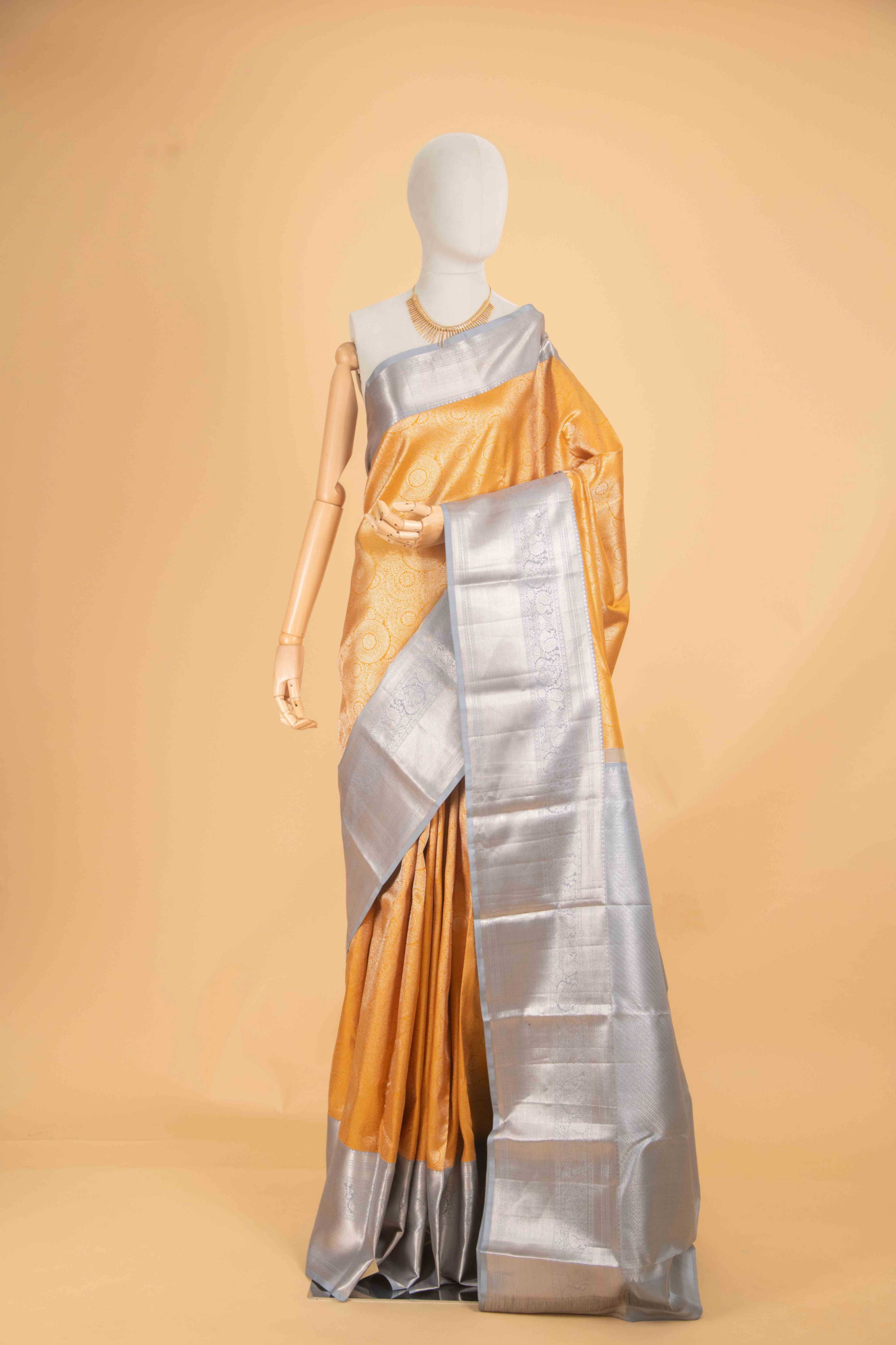 Royal Yellow Kanjivaram with Temple Border