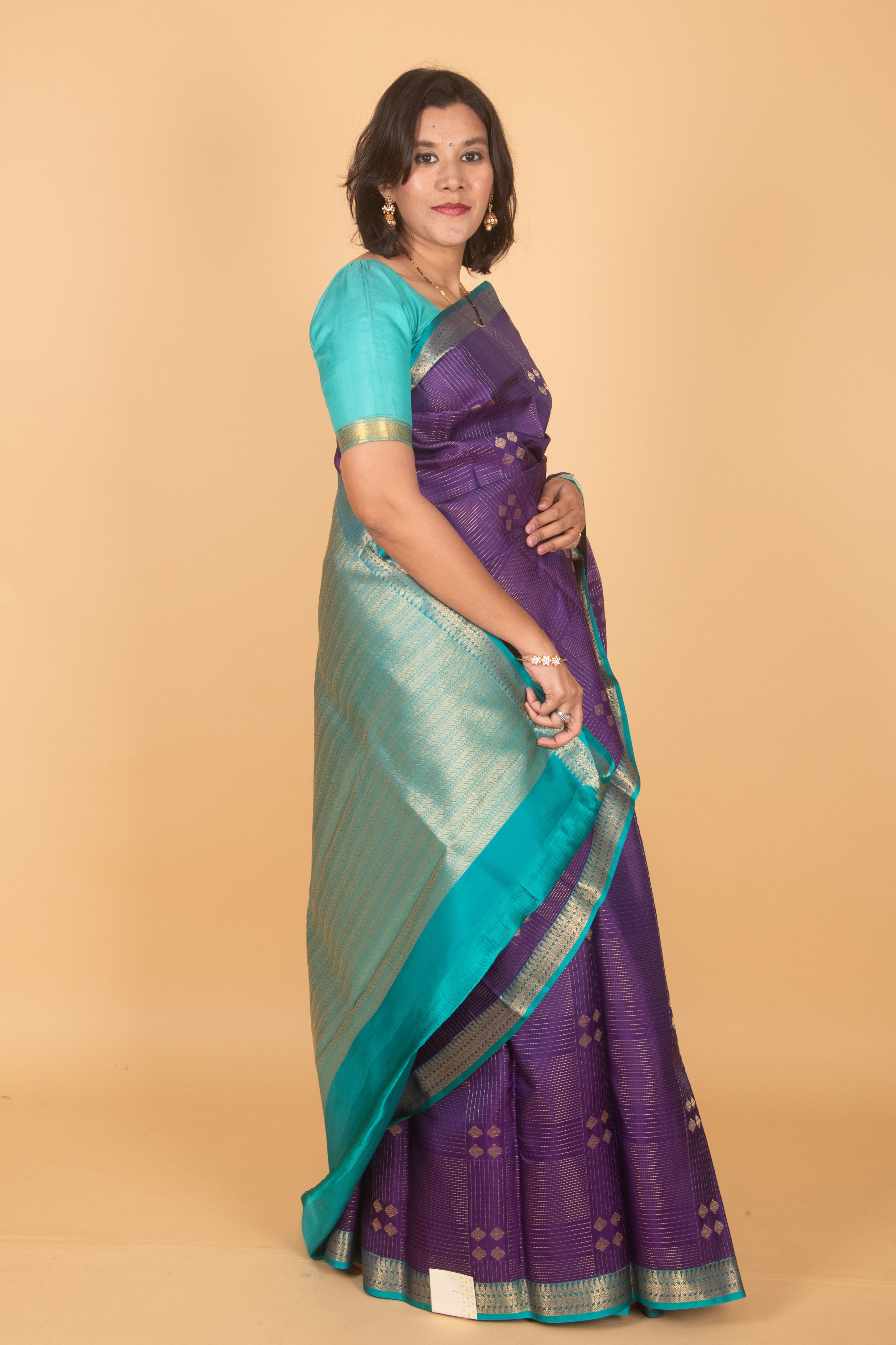 Purple Kanjivaram, Traditional Weave