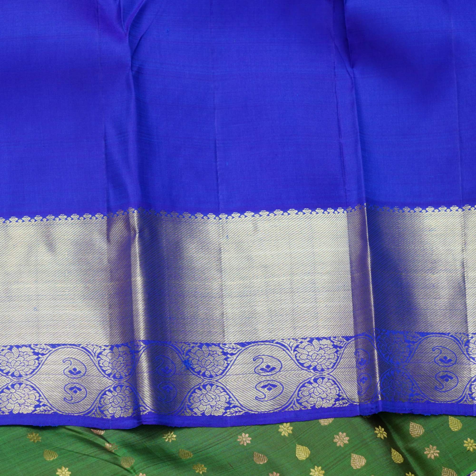 Green Silk Saree with Woven Buttas