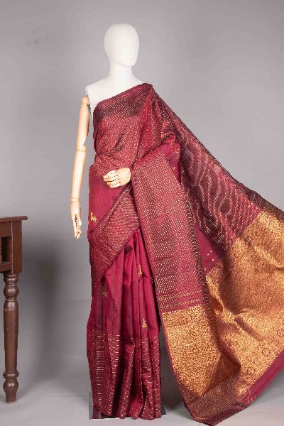 Maroon Kanjivaram with Traditional Weave