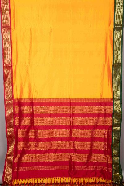 Yellow Silk Saree with Ganga-Jamuna Border