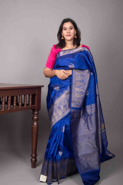 Blue Kanjivaram, Traditional Weave