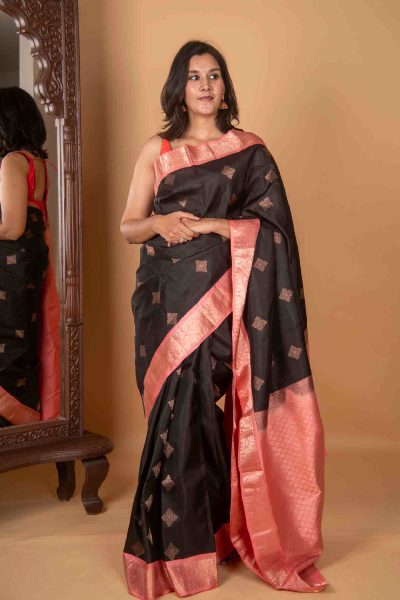 Black Kanjivaram with Woven Buttas