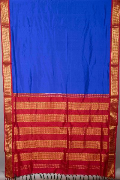 Blue Silk Saree, Korvai Border