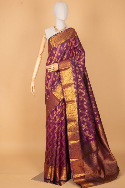 Purple Silk Saree, Temple Border