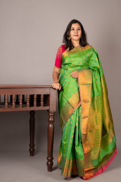 Green Kanjivaram with Woven Buttas