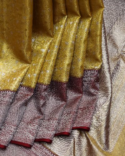 Golden Kanjivaram with Tissue Finish