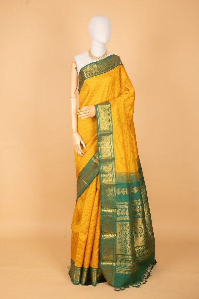 Yellow Silk Saree, Korvai Border